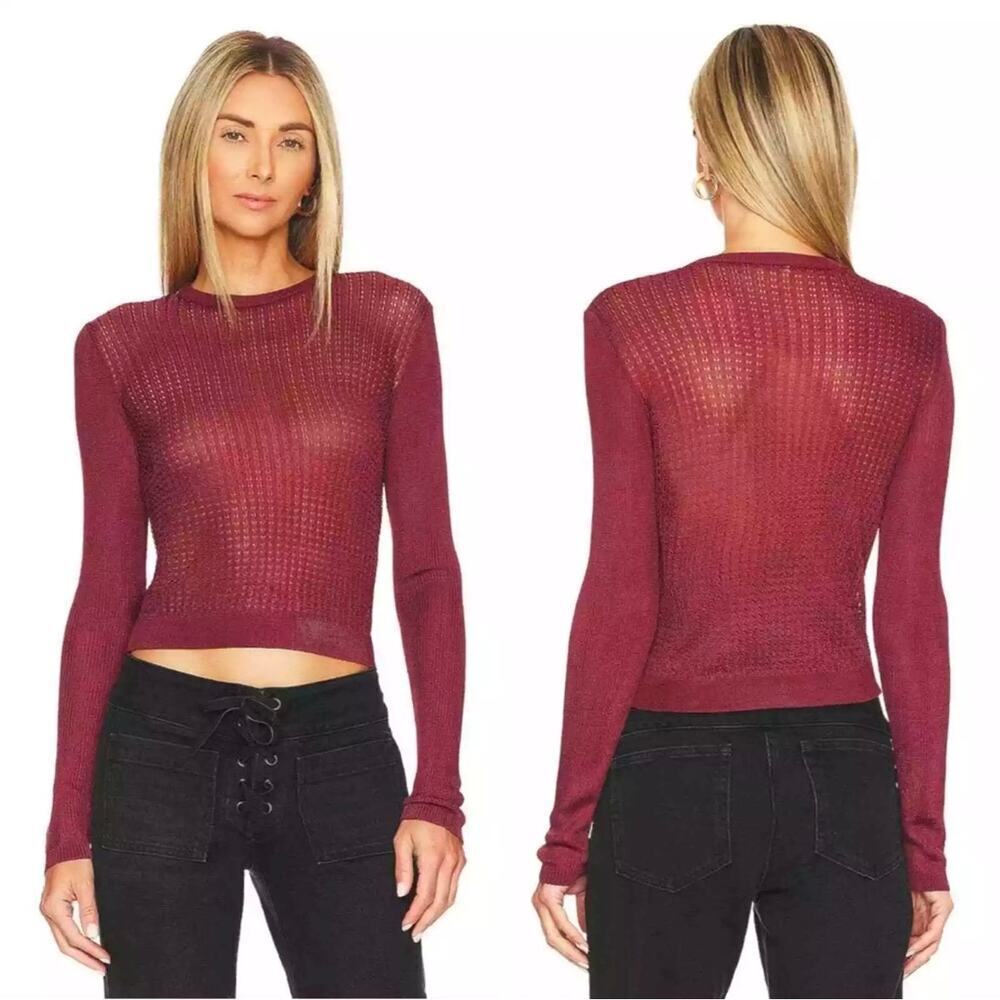 FREE PEOPLE H2O CREWNECK PULLOVER TOP IN RAW GARNET NWT WOMEN'S SIZE MEDIUM‎